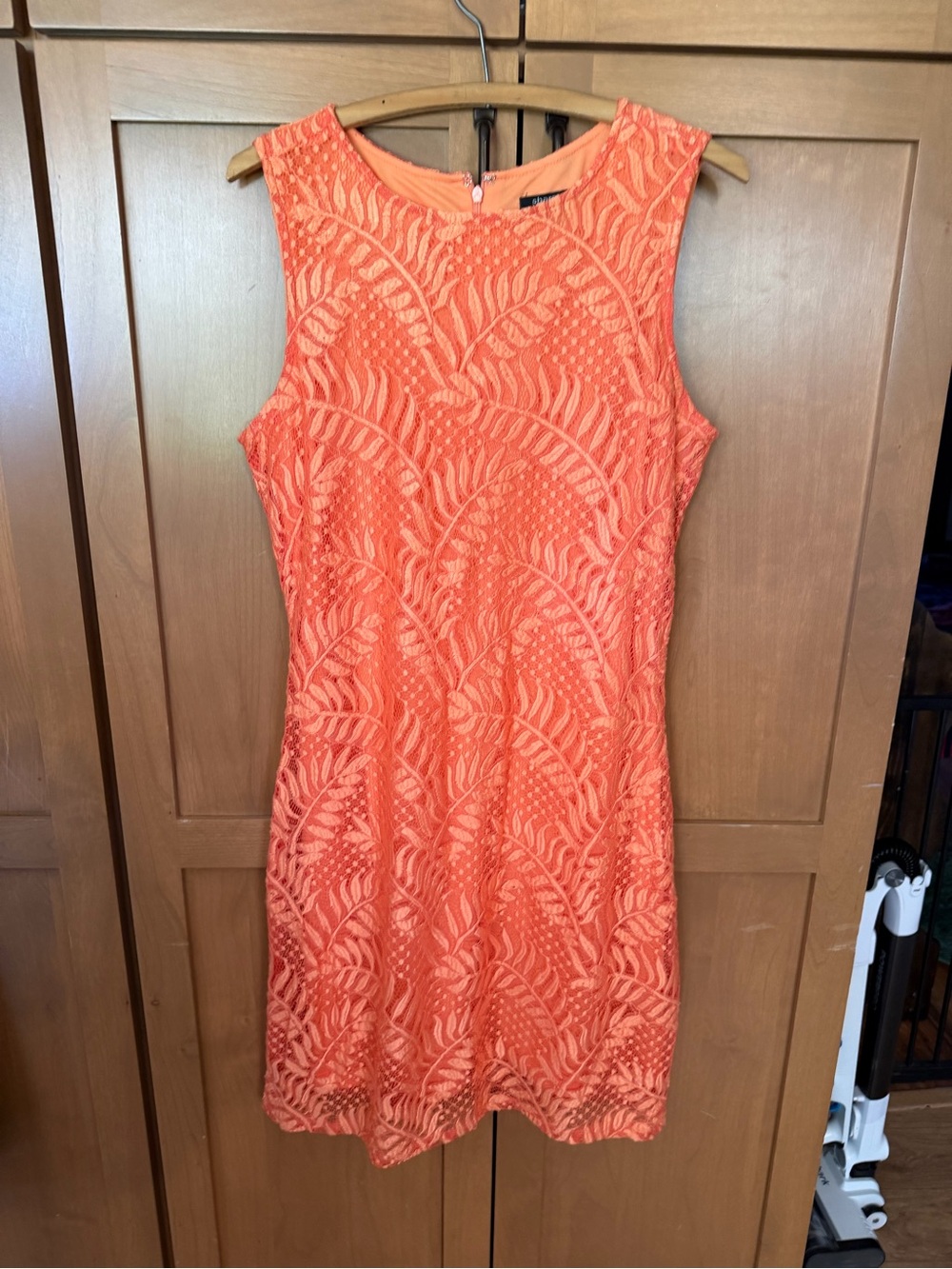 Sharagano Coral Lace Sleeveless Mini Dress